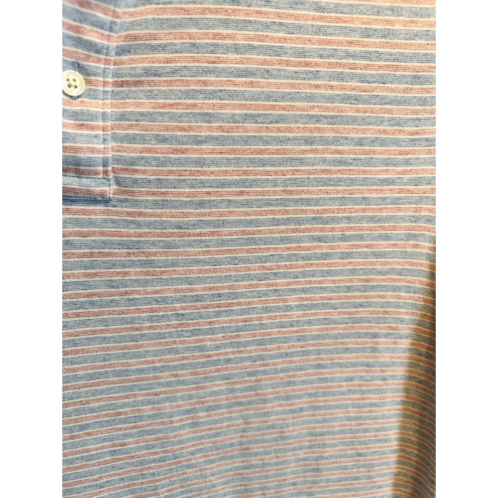 Faherty Polo Shirt Mens Medium Blue Striped Jersey‎ Chest Casual - Picture 4 of 5